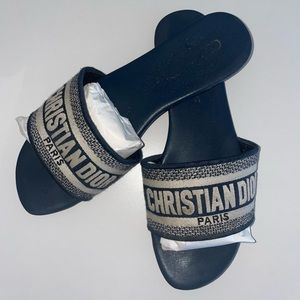 Christian Dior Dway Slides Navy Blue - Size 40 (US 9)